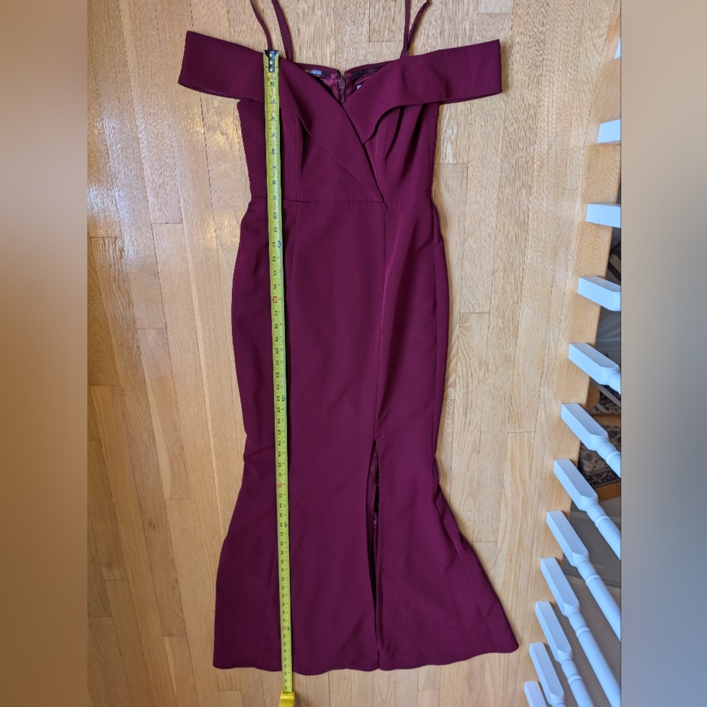 Elegant Burgundy Off-Shoulder Dress, Size 4